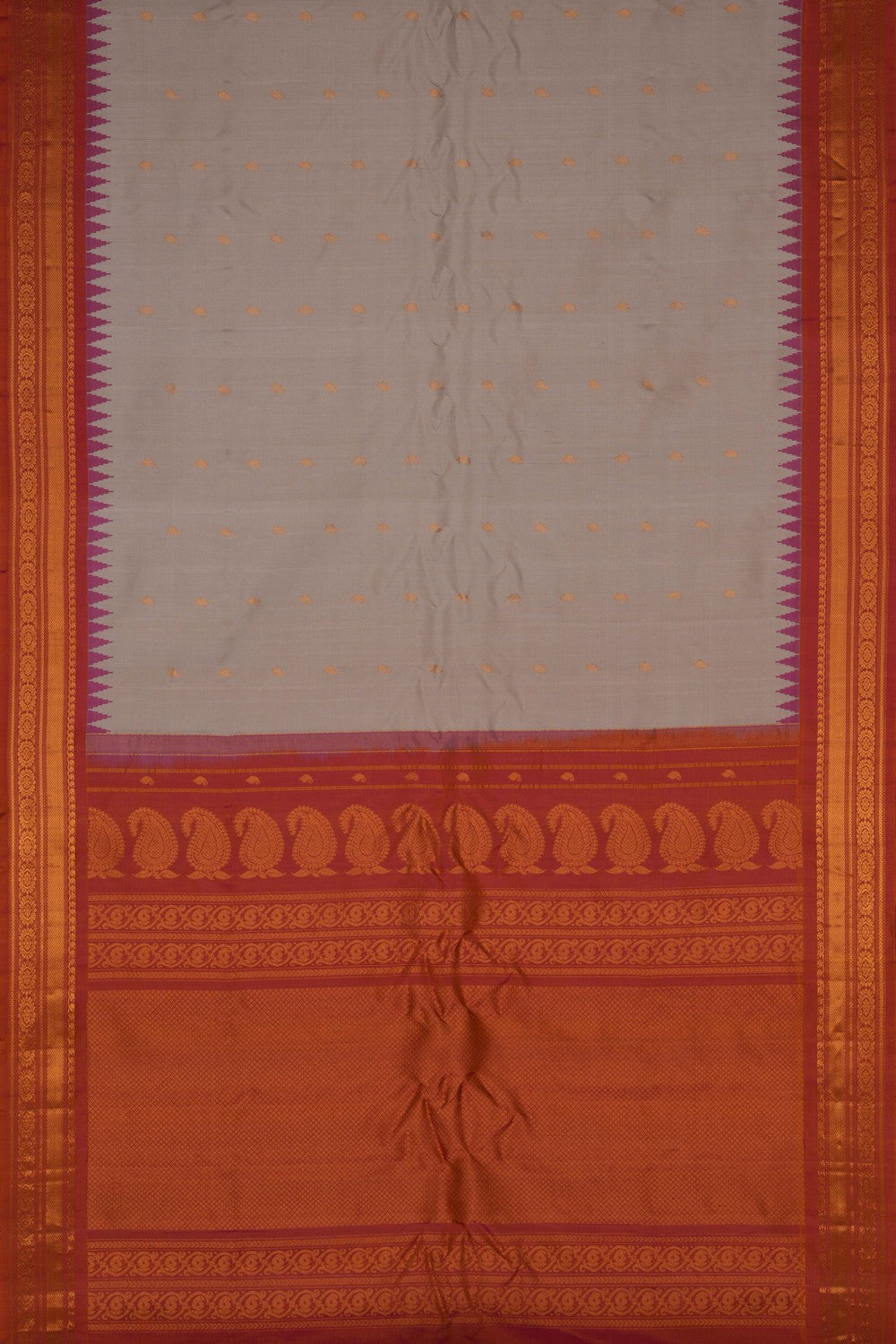 Image of Gadwal Silk Off-White Saree